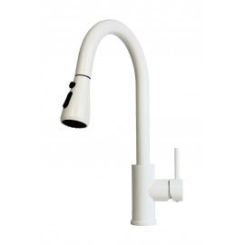 Matte White Finish Solid Brass Pull-Out Spray Faucet 